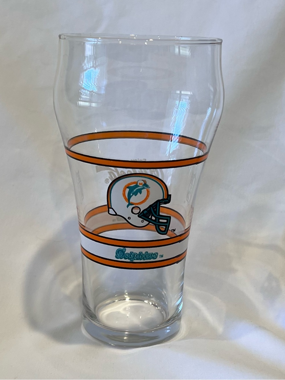 Vintage Miami Dolphins Coca Cola Pint Glass NFL Football Barware